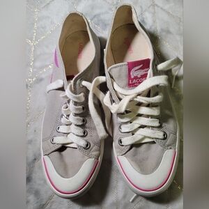 Lacoste L33 Canvas Croc Womens Casual Athletic Sneakers Size US 8